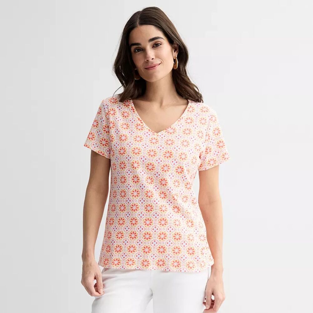 Women's Croft & Barrow® Essential V-Neck Tee large